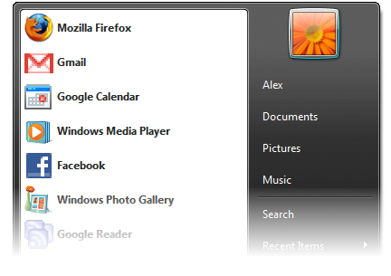 Prism fenêtre Menu Démarrer