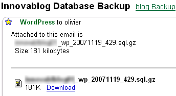 Plugin WordPress Backup Database : Gmail