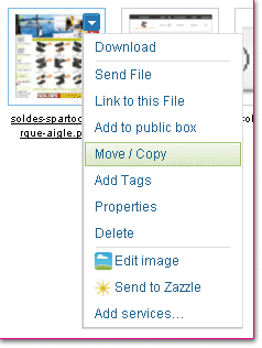 Partage & stockage de fichiers - Box.net - Gestion des dossiers, menu contextuel2