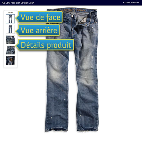 Fiche produit : différentes vues