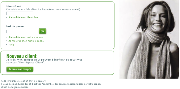 Checkout process : La Redoute, Identification