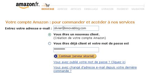 Checkout process : Amazon, login
