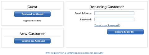 Checkout process : netshops, Login