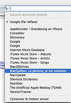 Barre de recherche Safari